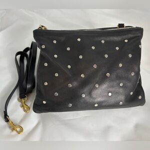 Clare V. Black Studded Double Sac Bretelle Black Crossbody Bag